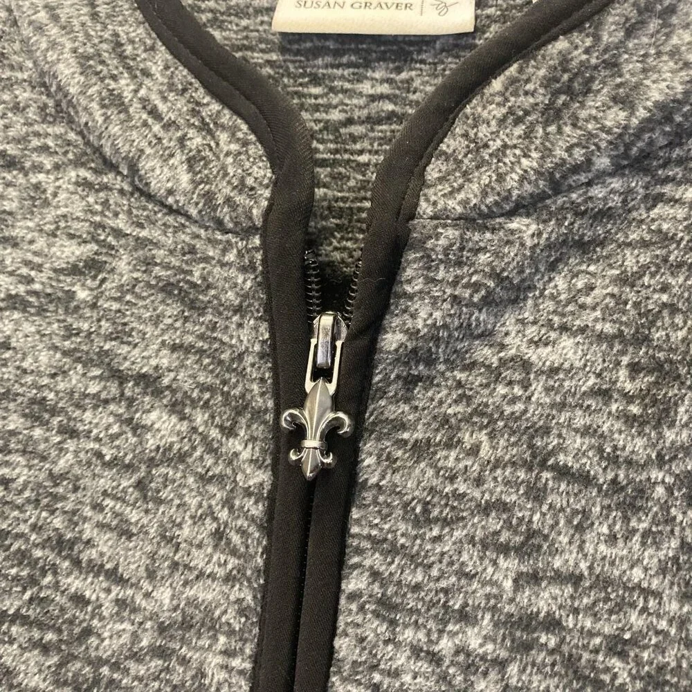 Susan Graver Fleece Zip Up Vest Womens Medium M Gray‎ Sleeveless Soft Cozy Comfy